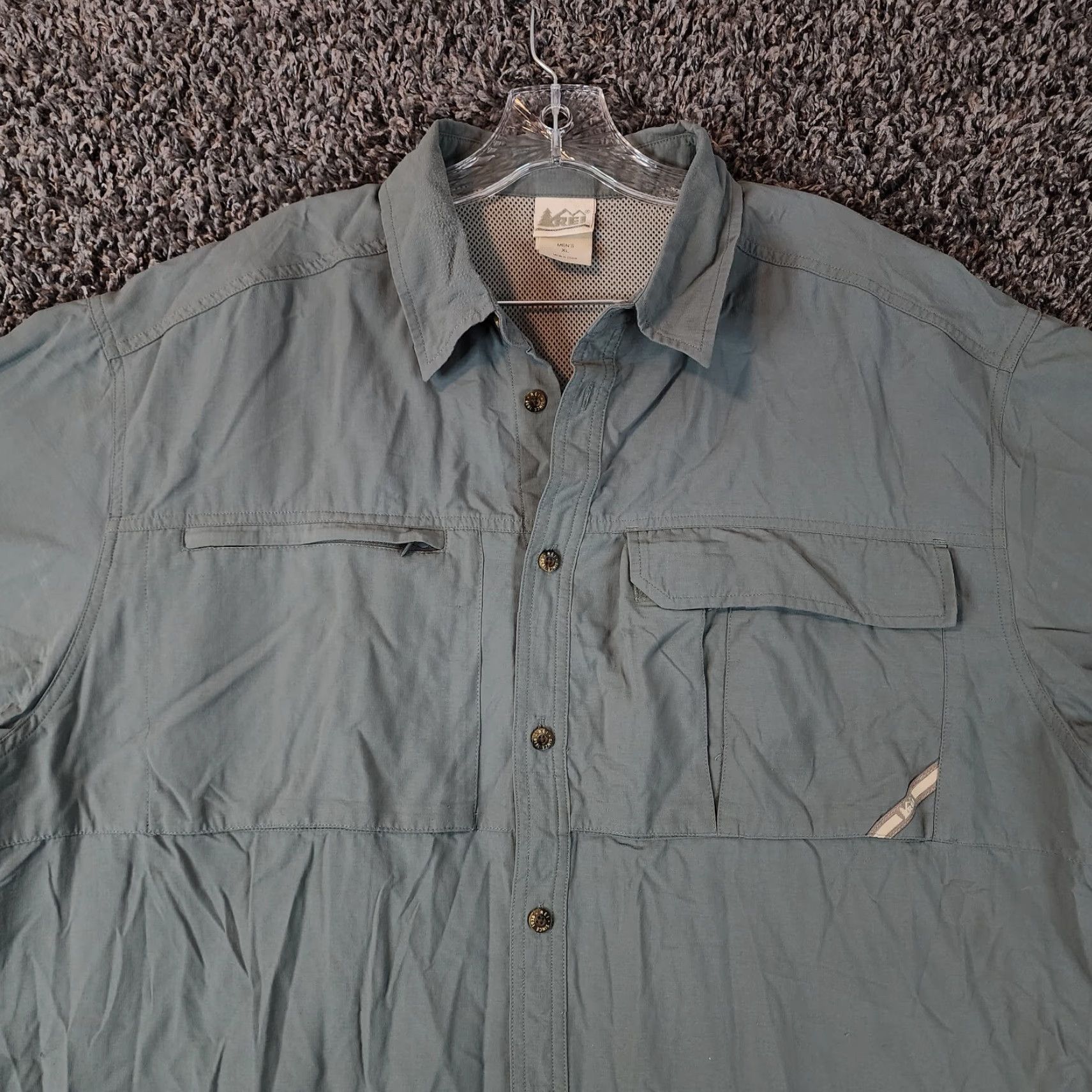 Vintage REI Outdoor Short Sleeve Button-Up Shirt XL Blue Mens with Pockets Size US 36 / EU 52 - 4 Thumbnail