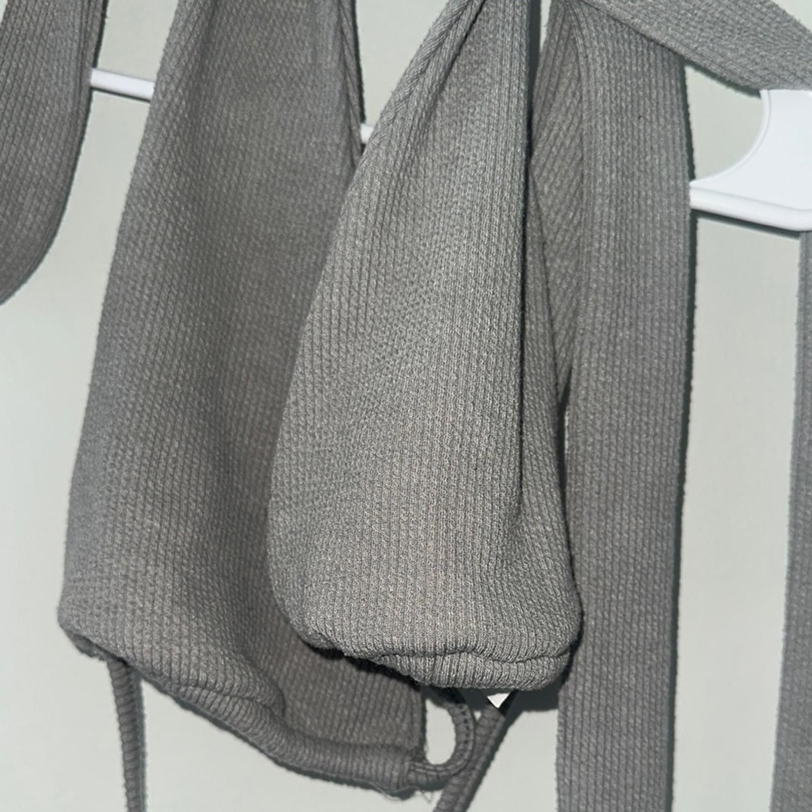 Designer Gray Ribbed Crop Top Size S / US 4 / IT 40 - 4 Thumbnail