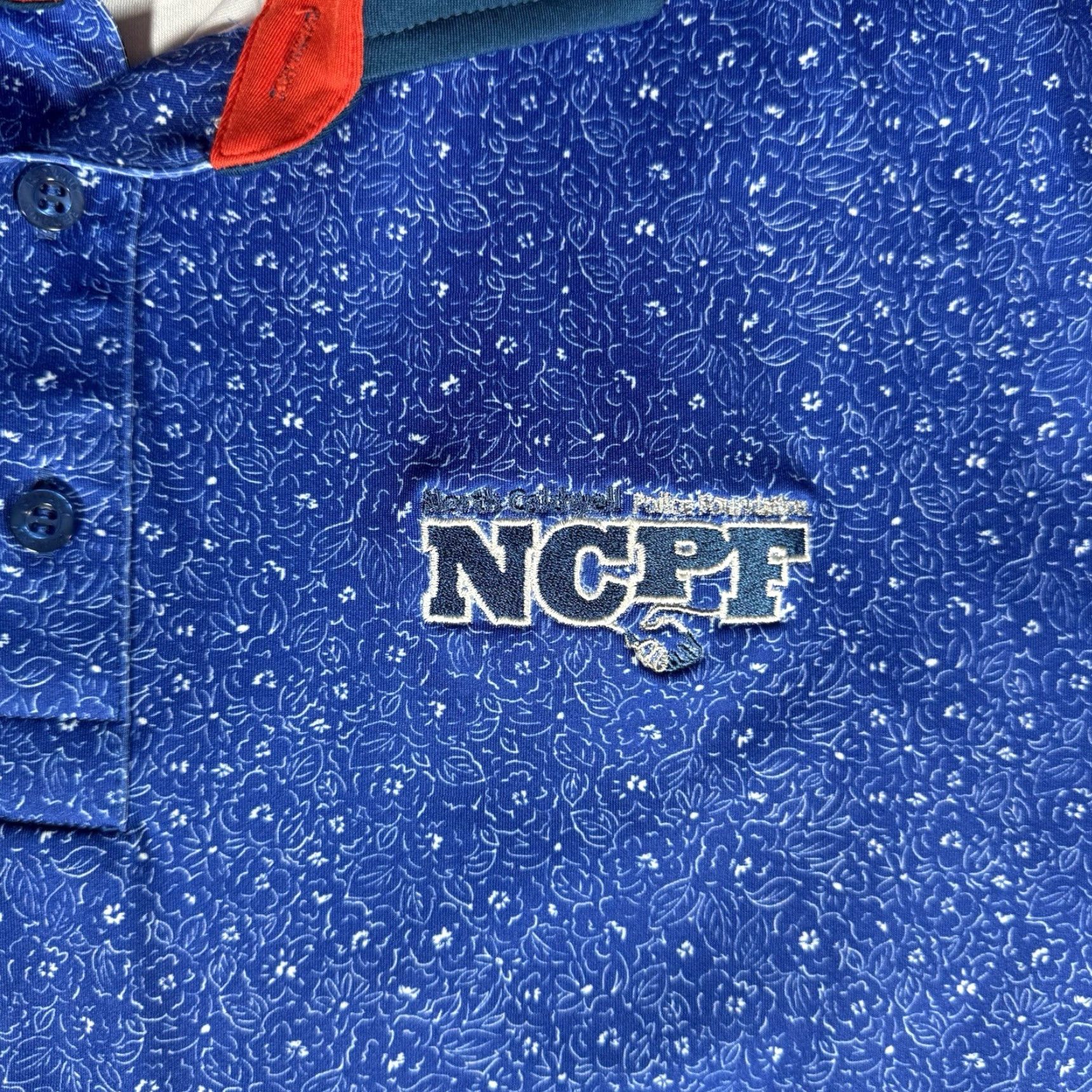 Vintage RedVanly Floral Golf Polo Shirt Mens XL North Caldwell Police Logo Blue Size US XL / EU 56 / 4 - 4 Thumbnail