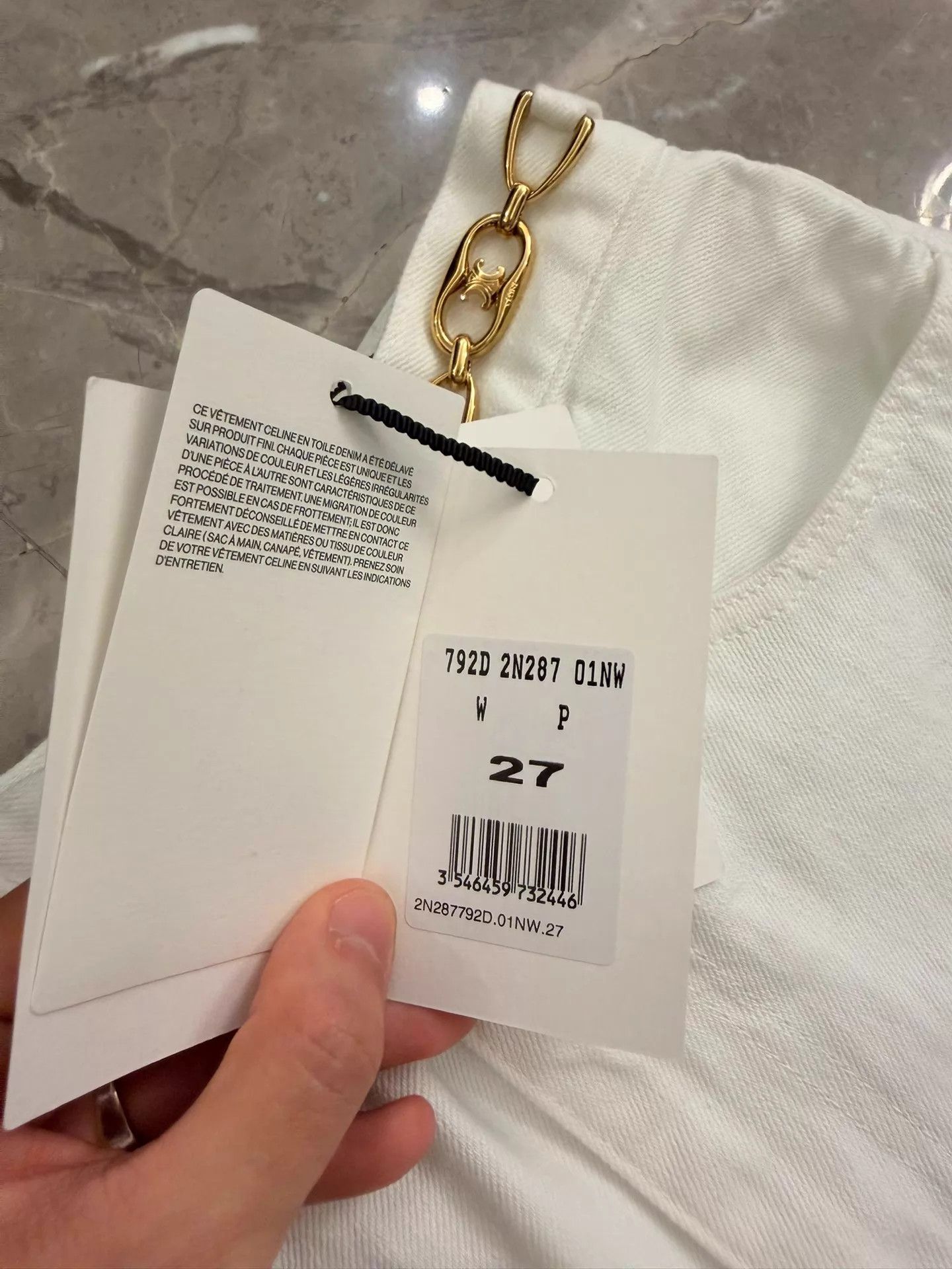 Celine Celine Hedi Slimane White Triomphe Gold 7/8 Jeans Size 27 Size 27" / US 4 / IT 40 - 5 Thumbnail