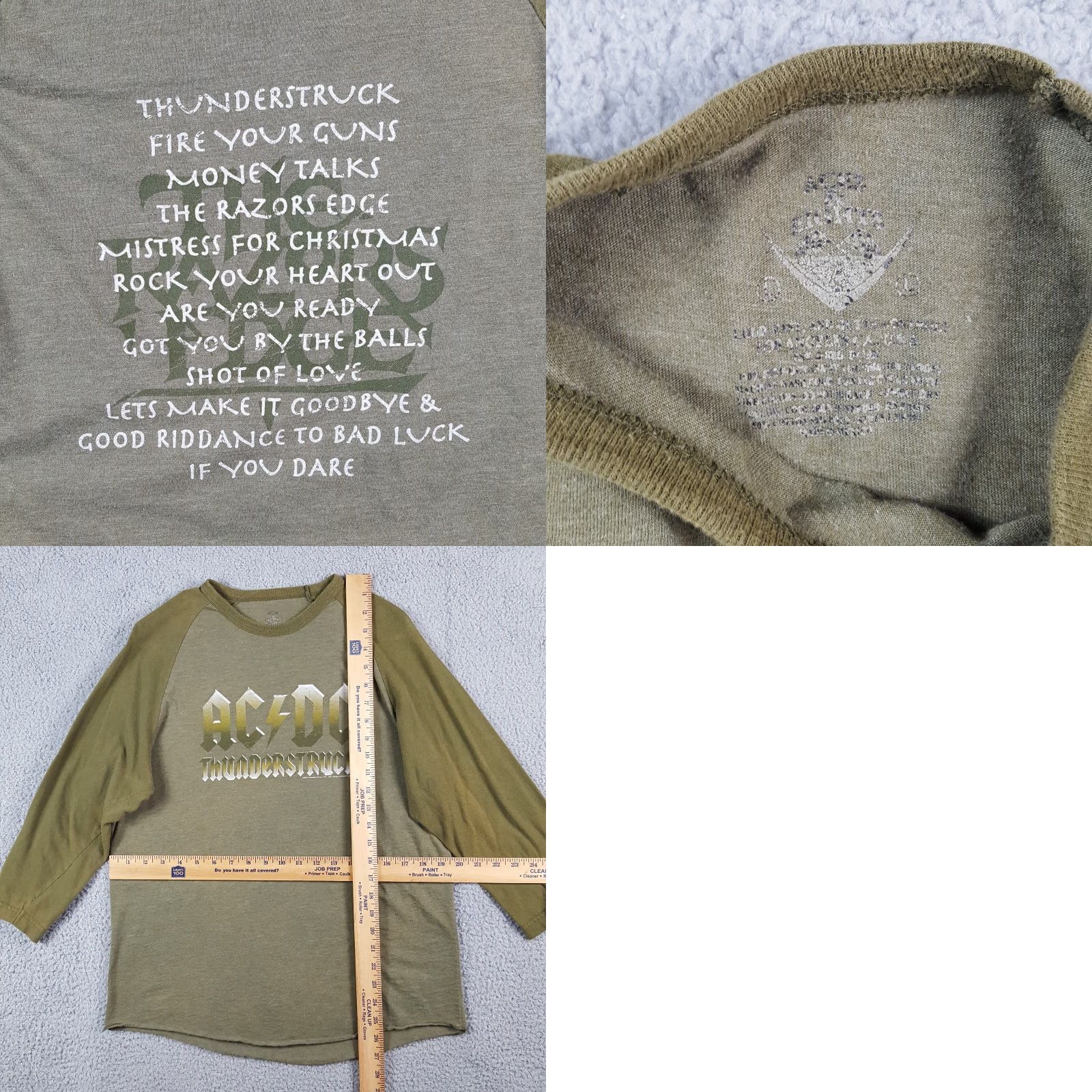 Vintage Vintage ACDC Thunderstruck Y2K Raglan Mens Medium Concert Band Rock Tour T Shirt Size US M / EU 48-50 / 2 - 8 Thumbnail