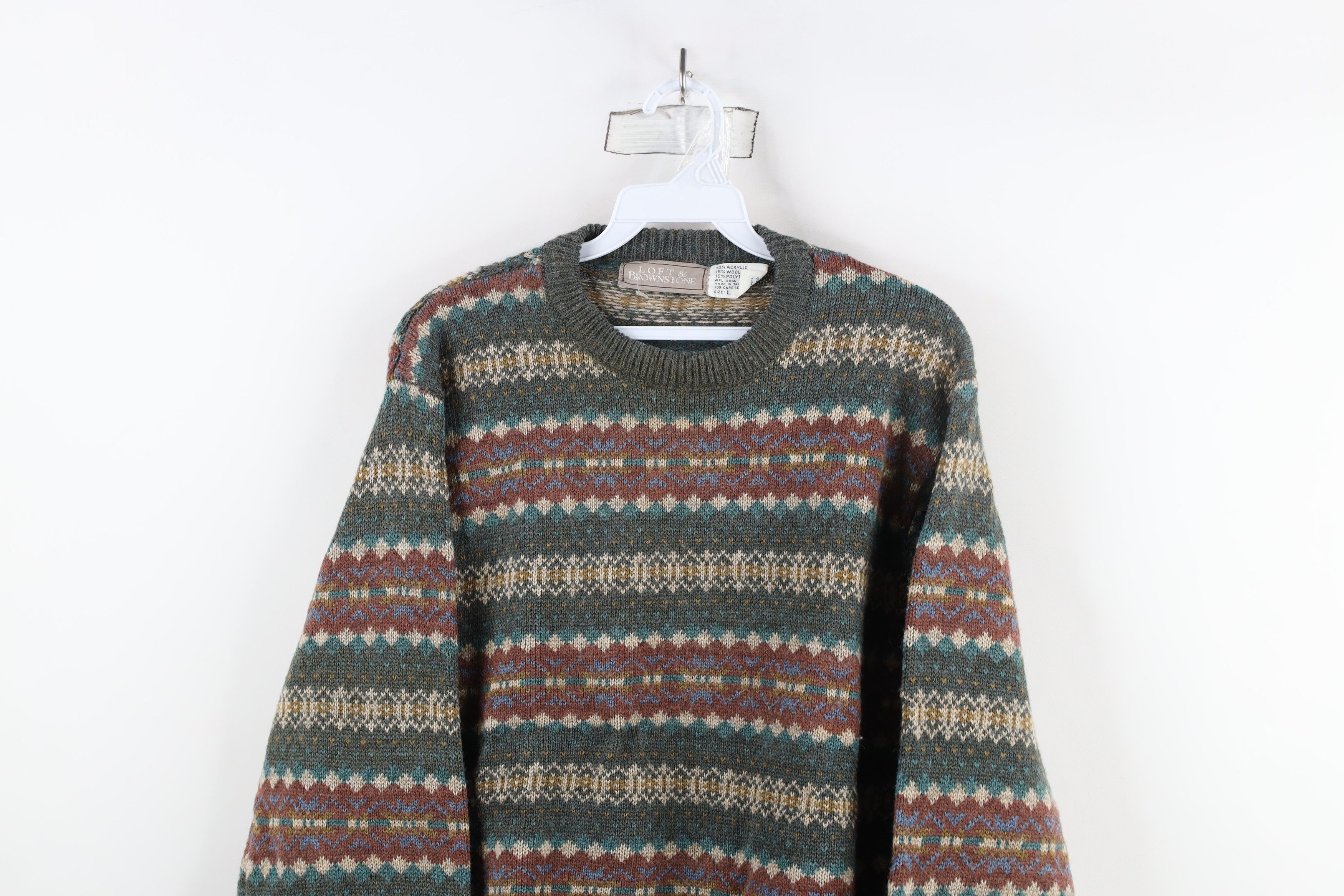 Vintage Vintage 90s Streetwear Blend Rainbow Fair Isle Knit Sweater Size US L / EU 52-54 / 3 - 2 Thumbnail
