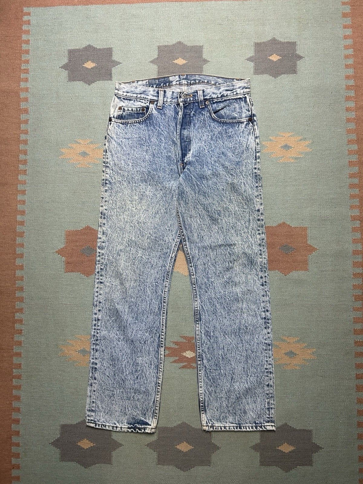 Vintage Vtg 80s Levis 501 jeans acid stone wash button fly USA 32x29 Size US 32 / EU 48 - 5 Thumbnail