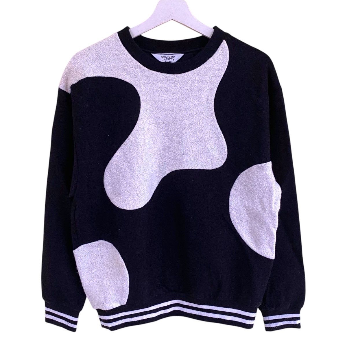 Designer × Japanese Brand 💥 BENJAMINE CADETTE BLACK WHITE WOOL CREWNECK SWEATER Size US M / EU 48-50 / 2 - 1 Thumbnail