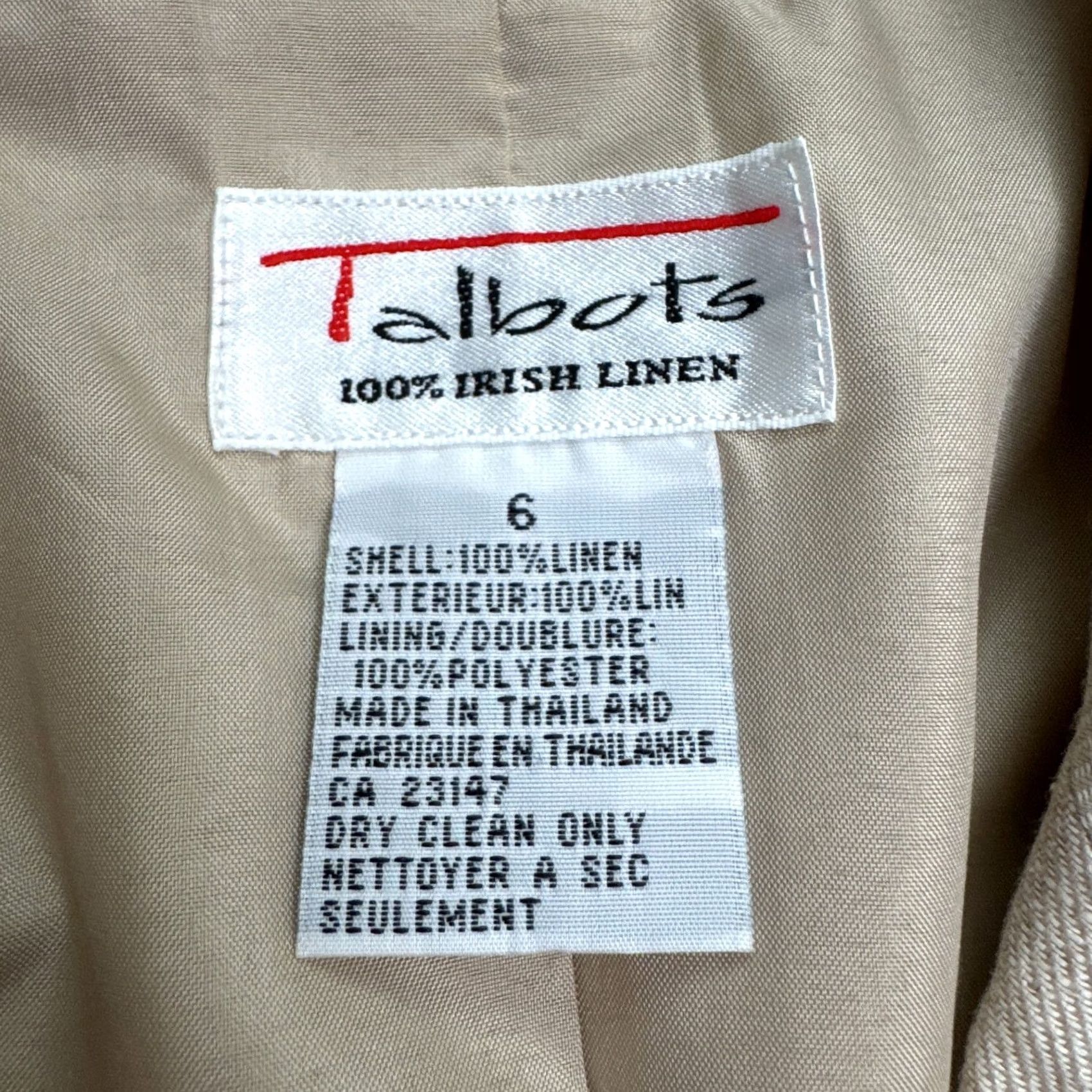 Talbots Vintage Talbots Blazer Jacket Womens 6 Beige Irish Linen Single Breasted 90s Y2K Size M / US 6-8 / IT 42-44 - 6 Thumbnail