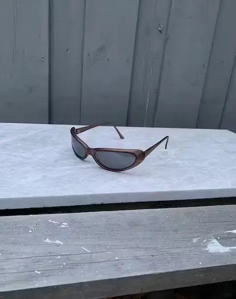 Vintage 2000s Y2K Brown Alien Eye Raver Sport Wrap Sunglasses Cute Size ONE SIZE - 1 Thumbnail
