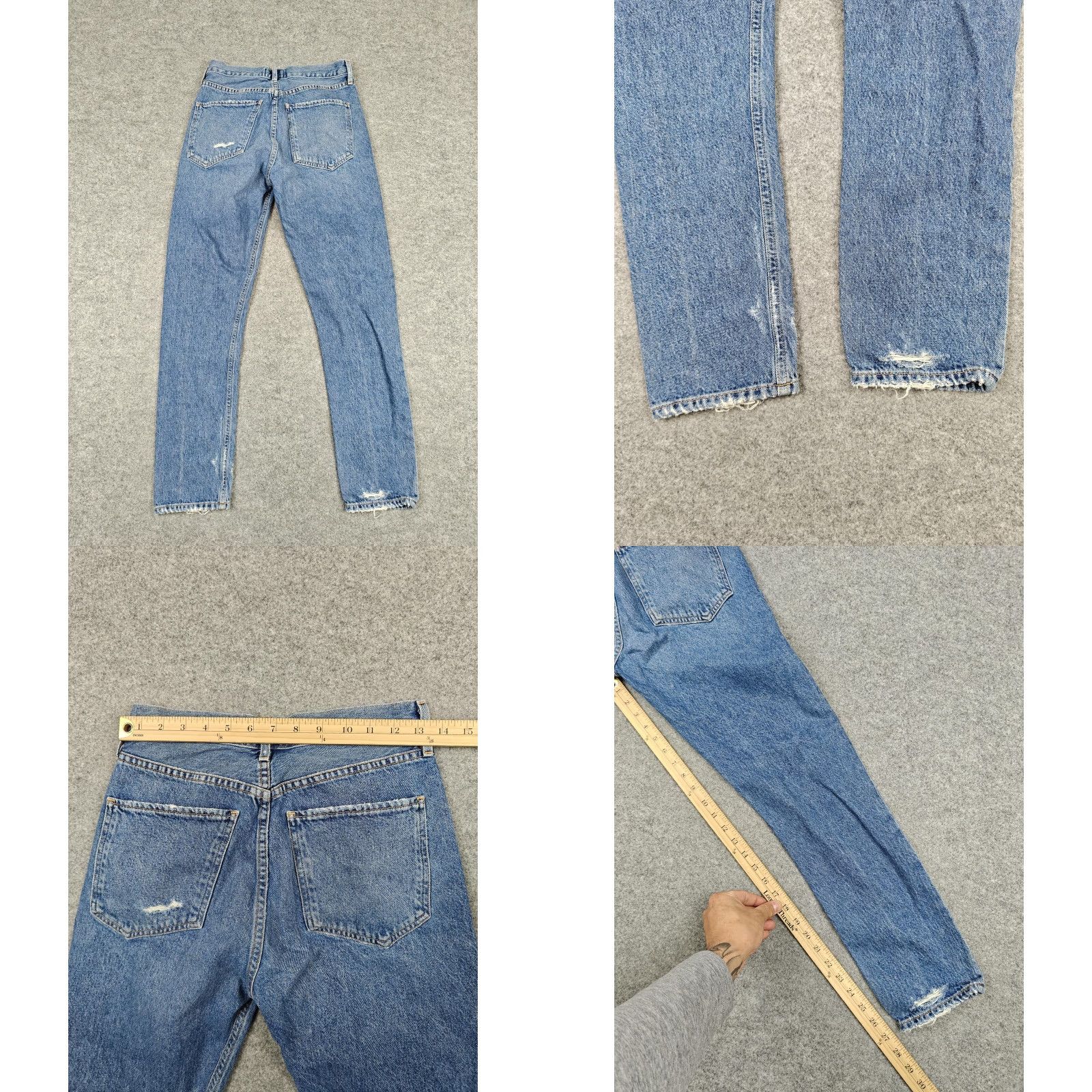 Agolde AGOLDE Jeans Womens 26 Blue High Rise Straight Distressed Button Fly Denim Jeans Size 26" / US 2 / IT 38 - 8 Thumbnail