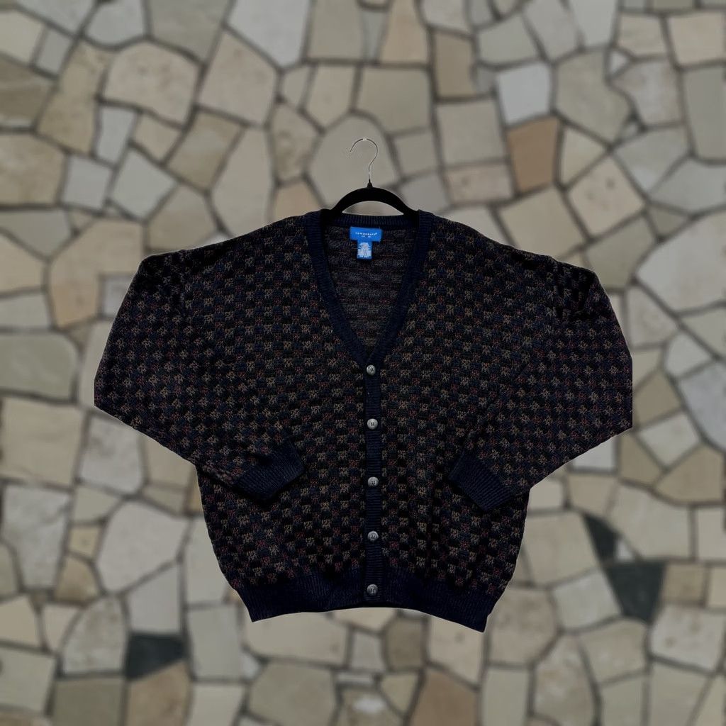 Vintage VINTAGE Towncraft Cardigan Sweater Mens L Black Checkered Pattern 6837 Size US L / EU 52-54 / 3 - 1 Thumbnail