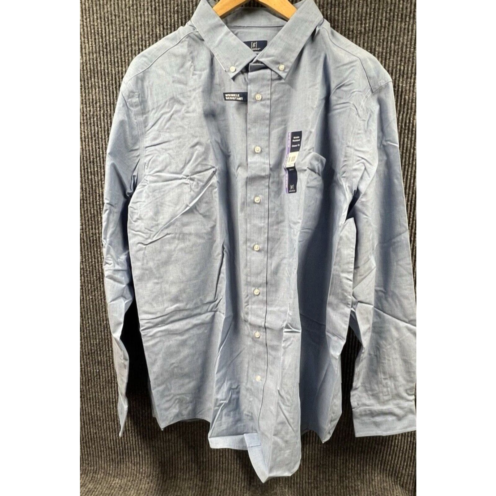 George George Mens 2XL Blue Poplin Classic Fit Stretch Long Sleeve Button Down NWT Size US XXL / EU 58 / 5 - 3 Thumbnail