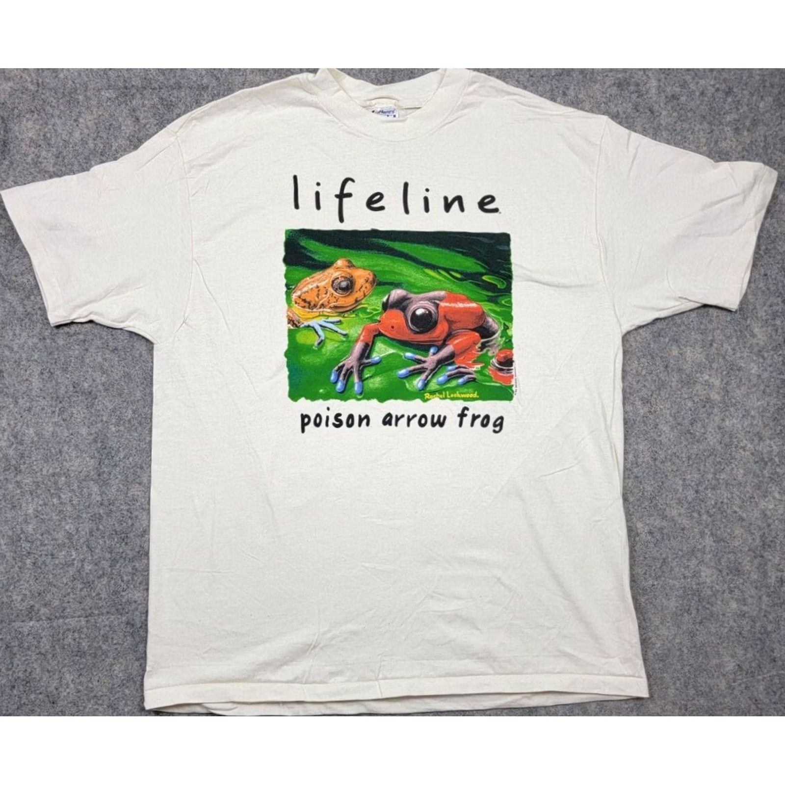 Hanes Hanes Beefy-T Shirt Adult XL Poison Arrow Frog Vintage 1992 90s Animals Ivory Cotton Knit Crew Neck Short Sleeve Graphic Print Men Size US XL / EU 56 / 4 - 2 Thumbnail