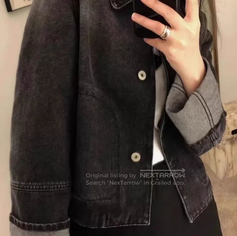Loewe Loewe Washed black leather label short denim jacket Size XS / US 0-2 / IT 36-38 - 8 Thumbnail