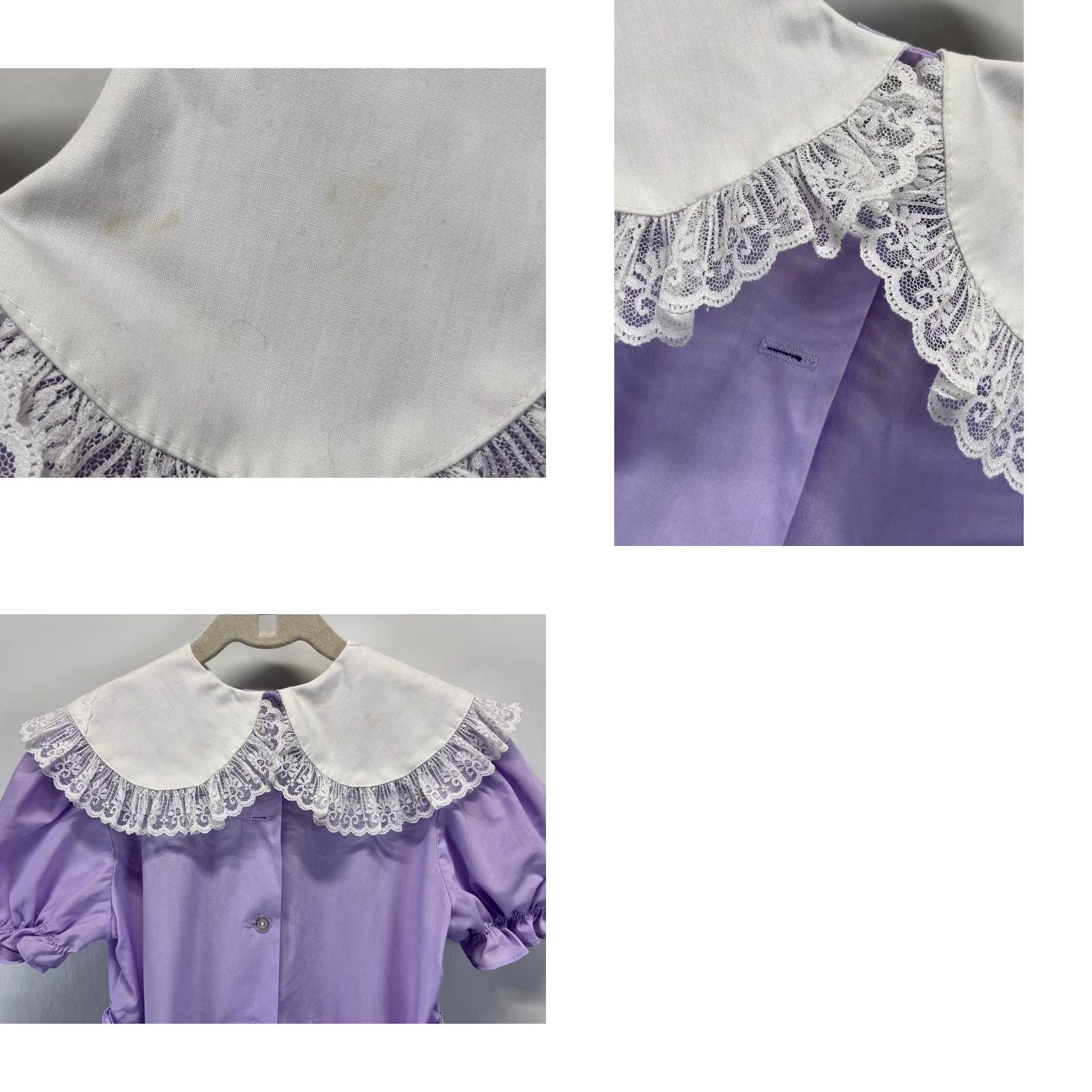 Vintage VINTAGE LILO Of California Dress Girls Size 8 White Purple Circle 1980s Pageant Size ONE SIZE - 8 Thumbnail