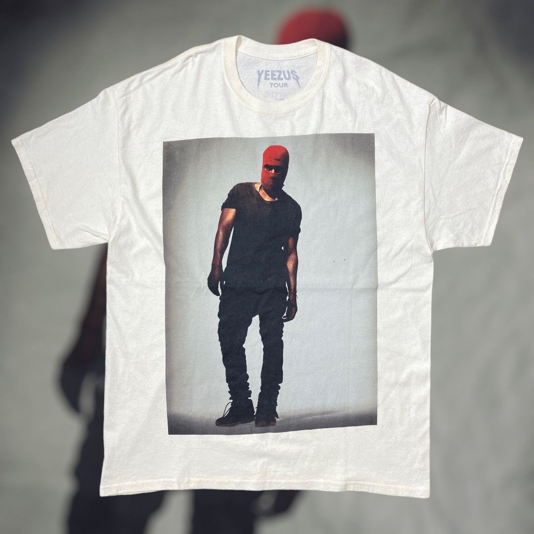 image of Yeezus Tour Ski Mask T Shirt Kanye West in Cream, Men's (Size XL)