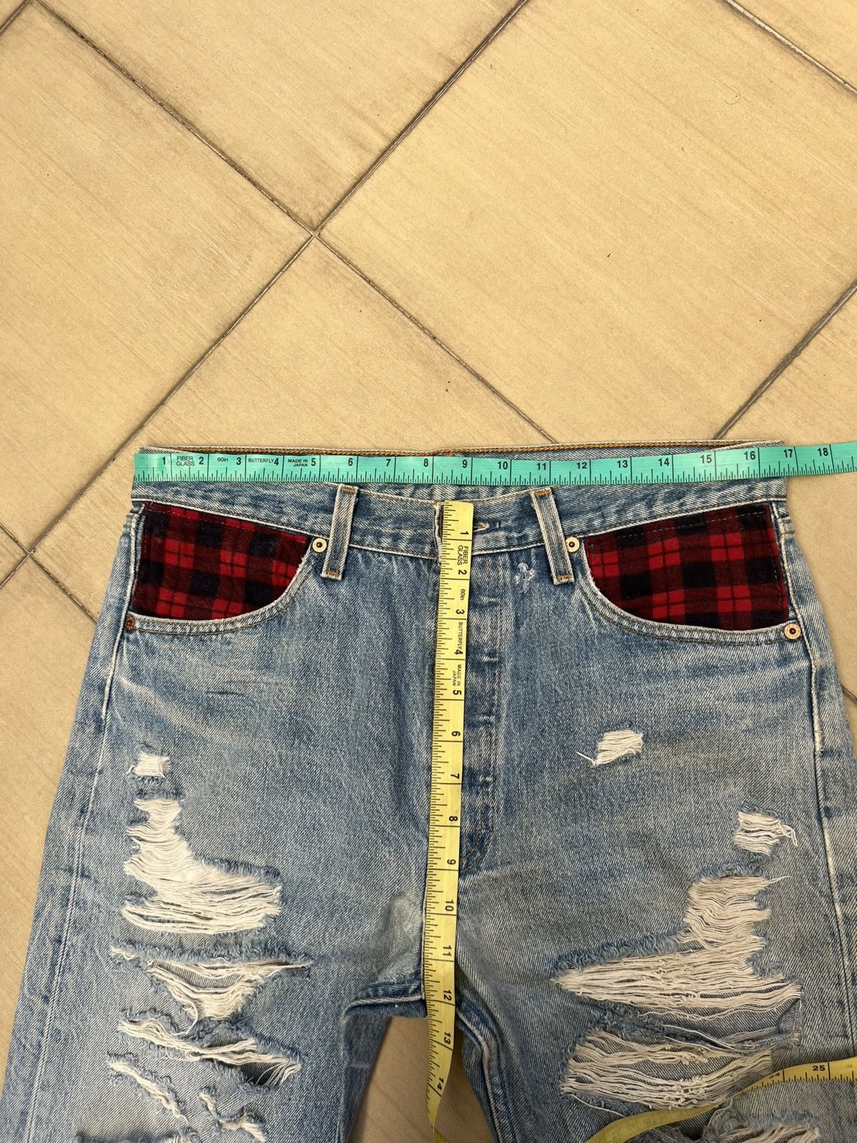 Levi's Vintage Levi's 501 Jeans Ripped Distressed Patchwork Denim Size US 33 - 3 Thumbnail