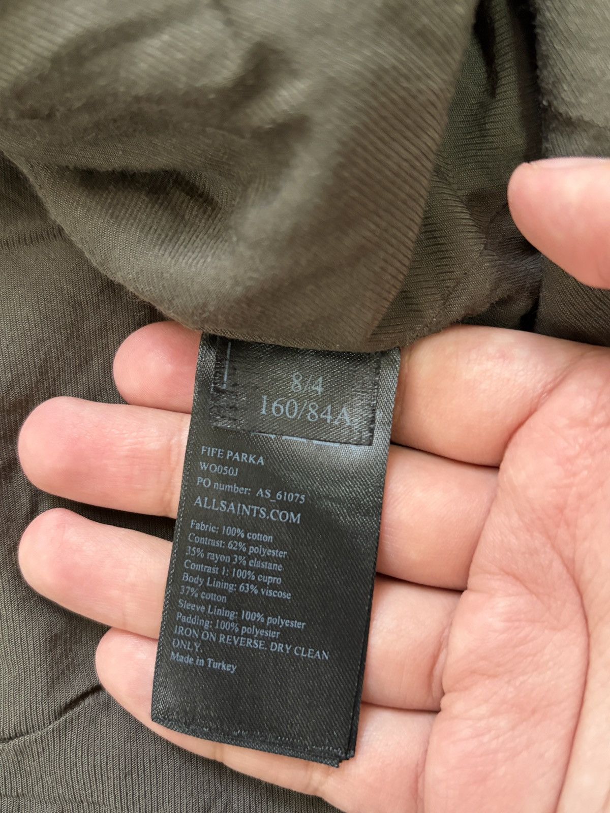 Allsaints AllSaints Fife Military Khaki Mixed Media Parka Jacket 8/4 Size S / US 4 / IT 40 - 4 Thumbnail