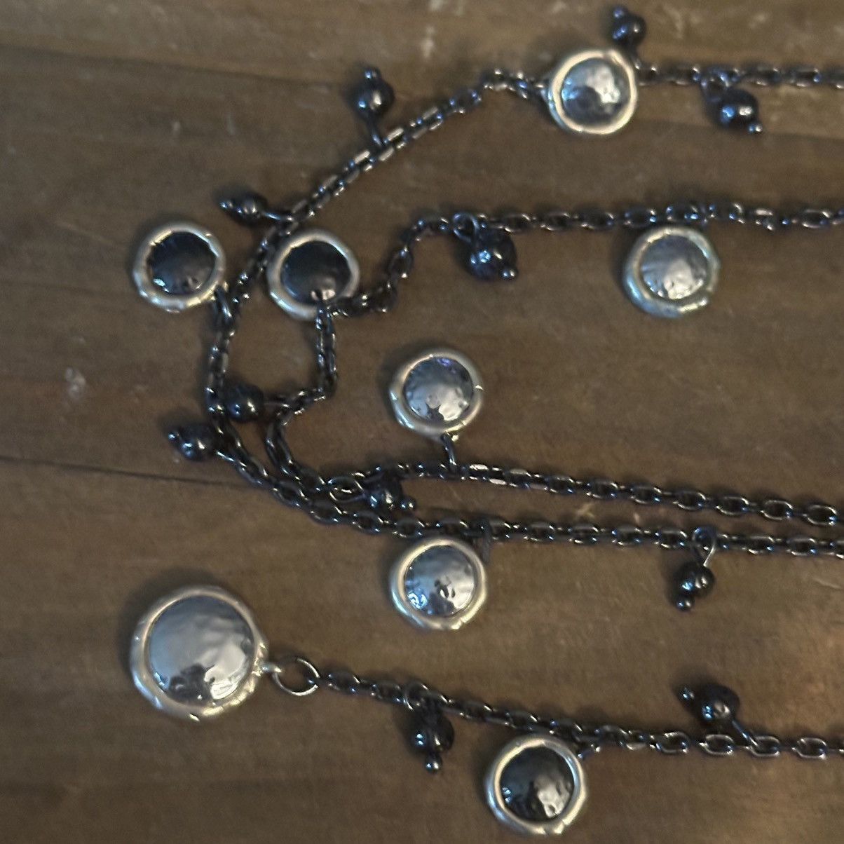 Chicos Chico’s dark silver tone hammered disc dangles Y necklace Size ONE SIZE - 3 Thumbnail