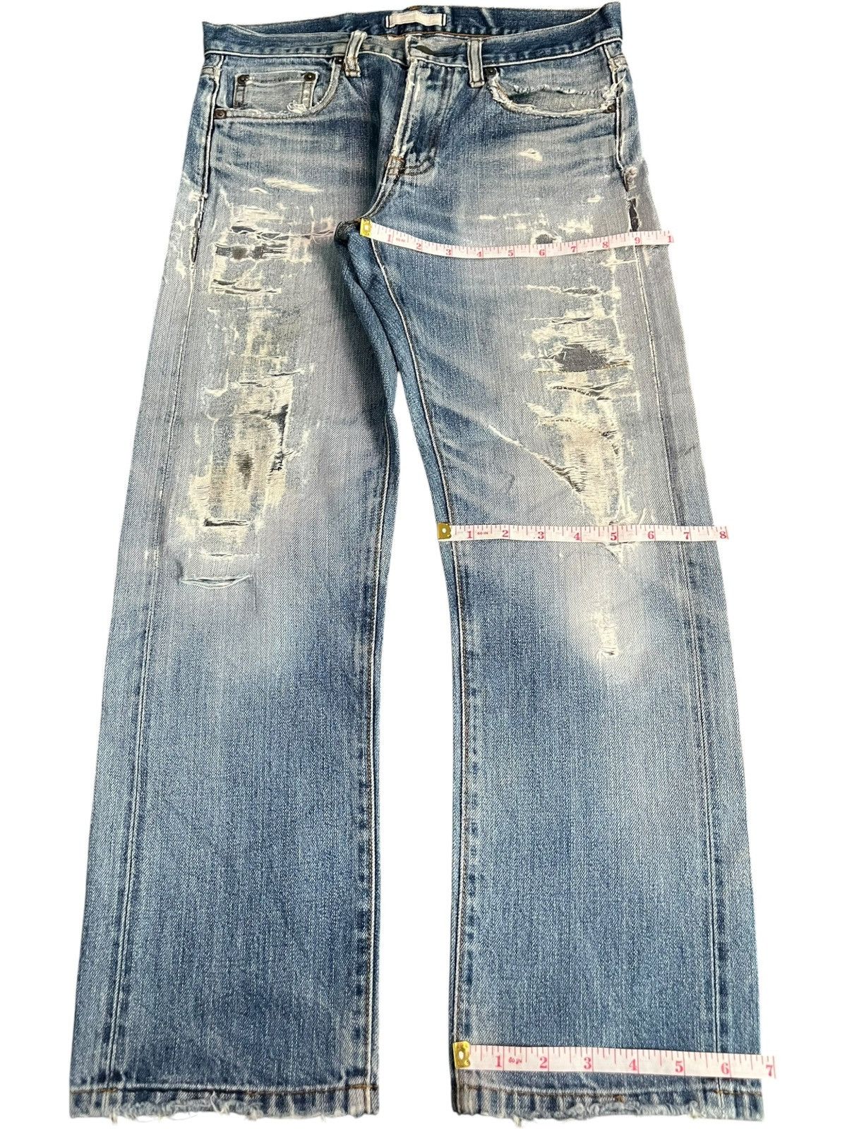 Uniqlo Vintage Uniqlo Faded Distressed Selvedge Jeans Size US 29 - 8 Thumbnail