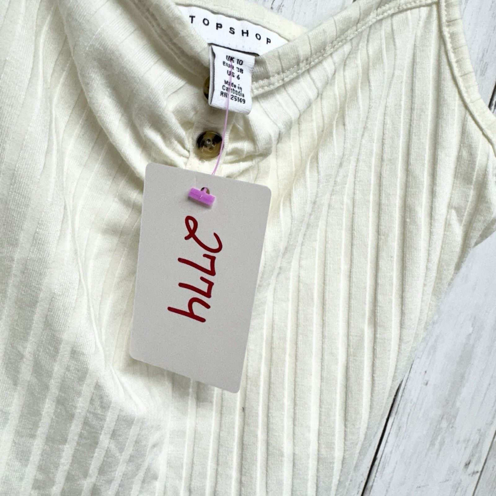 Topshop Topshop Blouse Sz 6 Ribbed Button Front Spaghetti Crop Tank Size M / US 6-8 / IT 42-44 - 3 Thumbnail