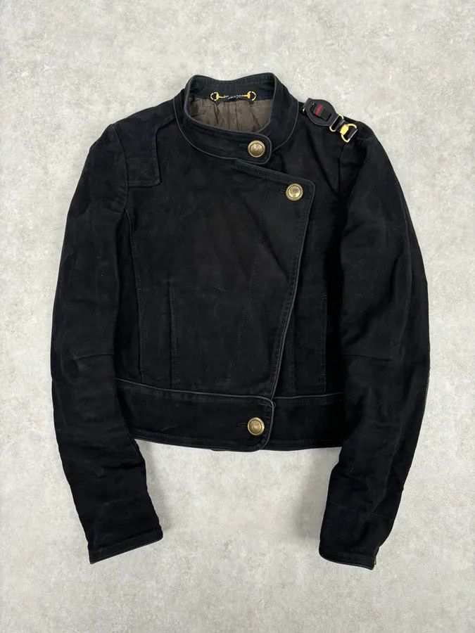 Gucci AW2008 Gucci Black Asymmetrical Elbow Patch Jacket by Frida Giannini Size S / US 4 / IT 40 - 1 Thumbnail