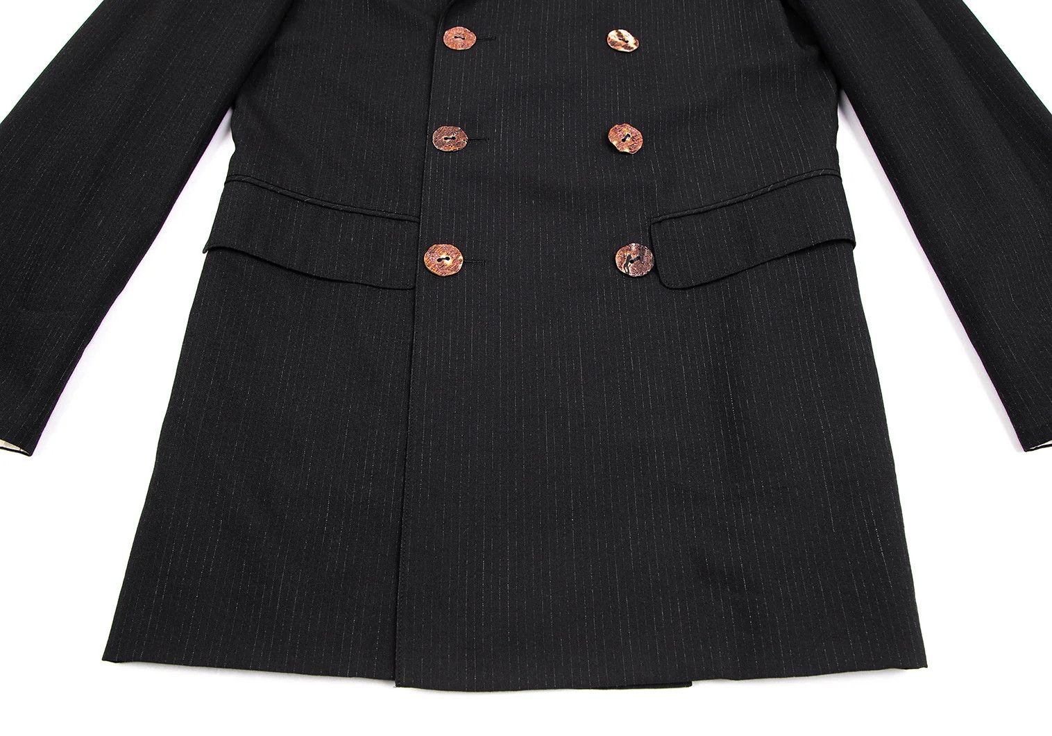 Jean Paul Gaultier Wool Chalk Stripe Double Jacket in Black, Size 48 Size US M / EU 48-50 / 2 - 10 Thumbnail