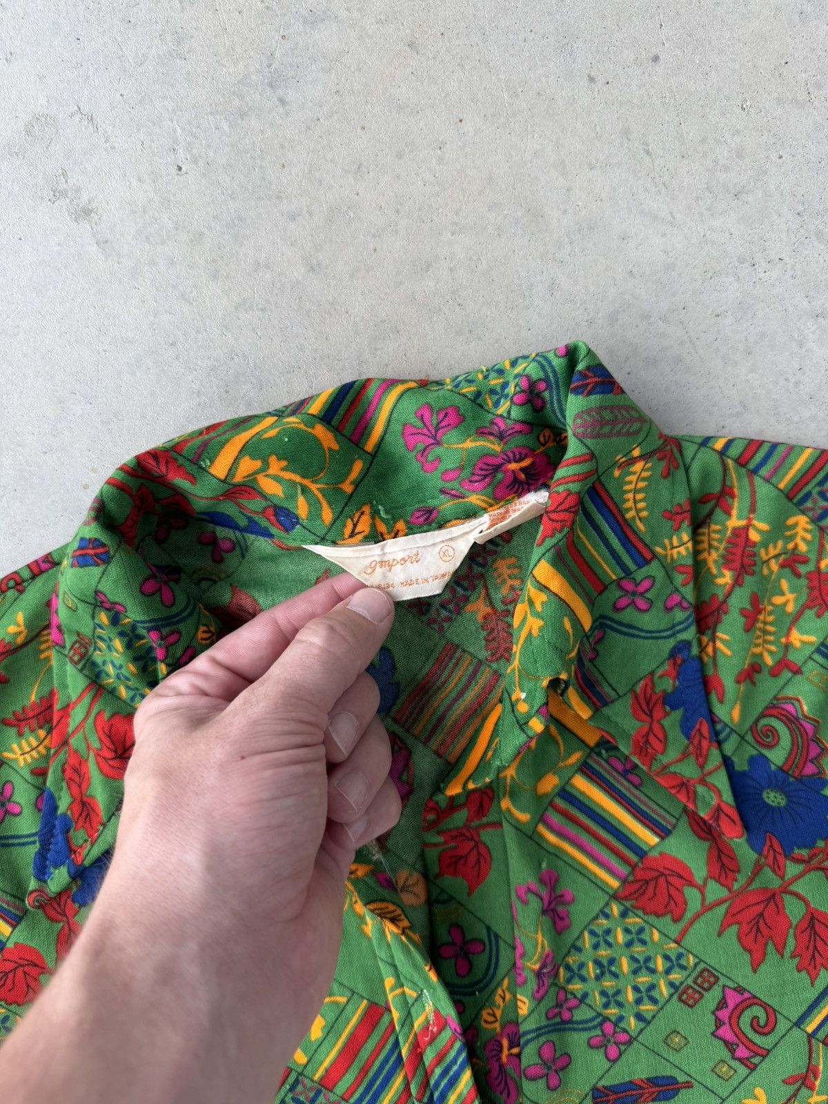 Vintage Vintage 1970s Floral Print Cotton Dress Shirt Size XL / US 12-14 / IT 48-50 - 4 Thumbnail