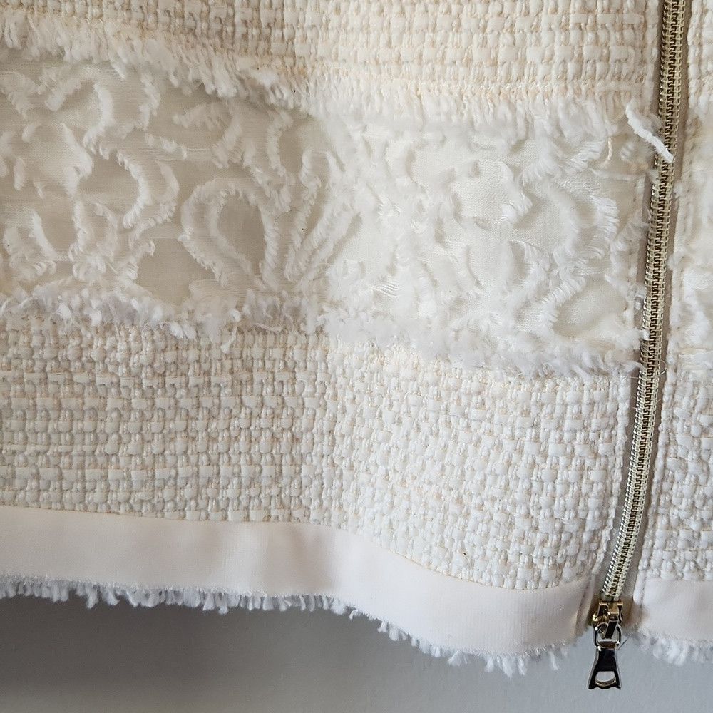 Other MARC CAIN | Tweed Jacket Zip Up Blazer Embellished Ivory Wh Size L / US 10 / IT 46 - 6 Thumbnail