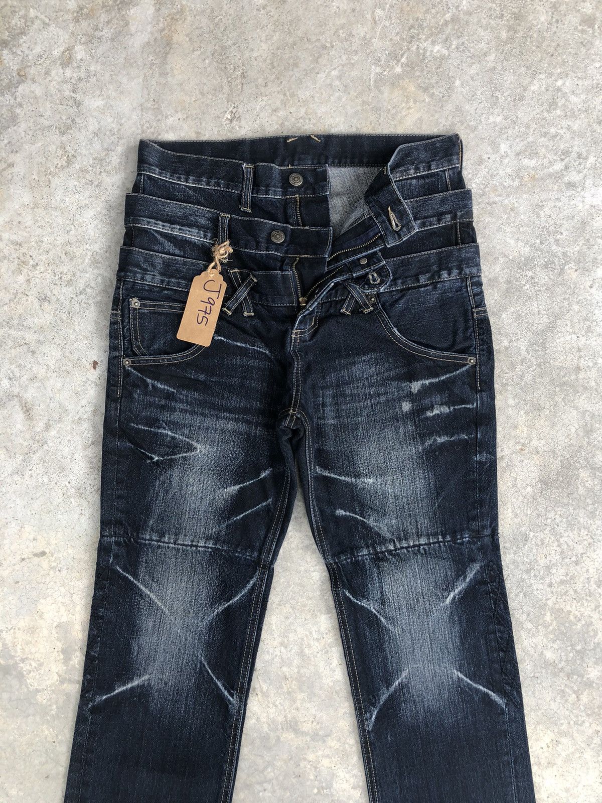 PPFM PPFM Double Waist Distressed Denim Punk Style Size US 31 - 3 Thumbnail