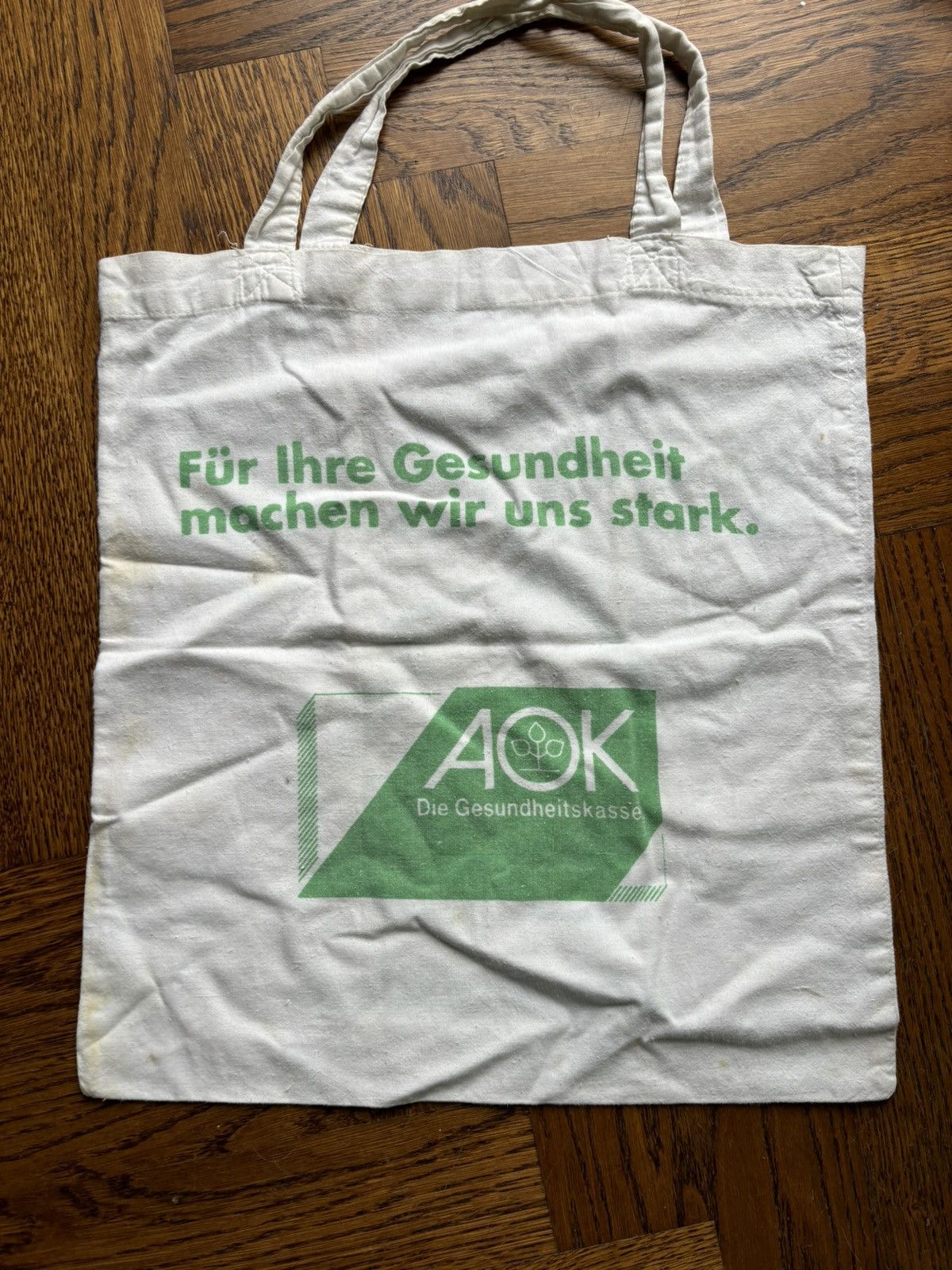 Vintage Vintage Tote Bag AOK Plus Insurance Dresden Germany Cotton Size ONE SIZE - 4 Thumbnail