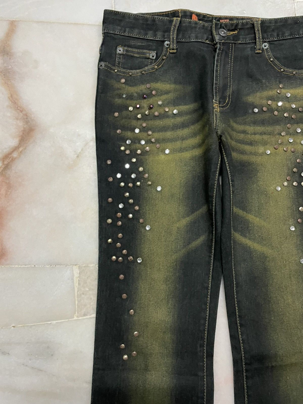 Tornado Mart 💥Flared💥Insane 90s Japanese Rusty Mudwash Studded Dark Jean Size 28" / US 6 / IT 42 - 4 Thumbnail