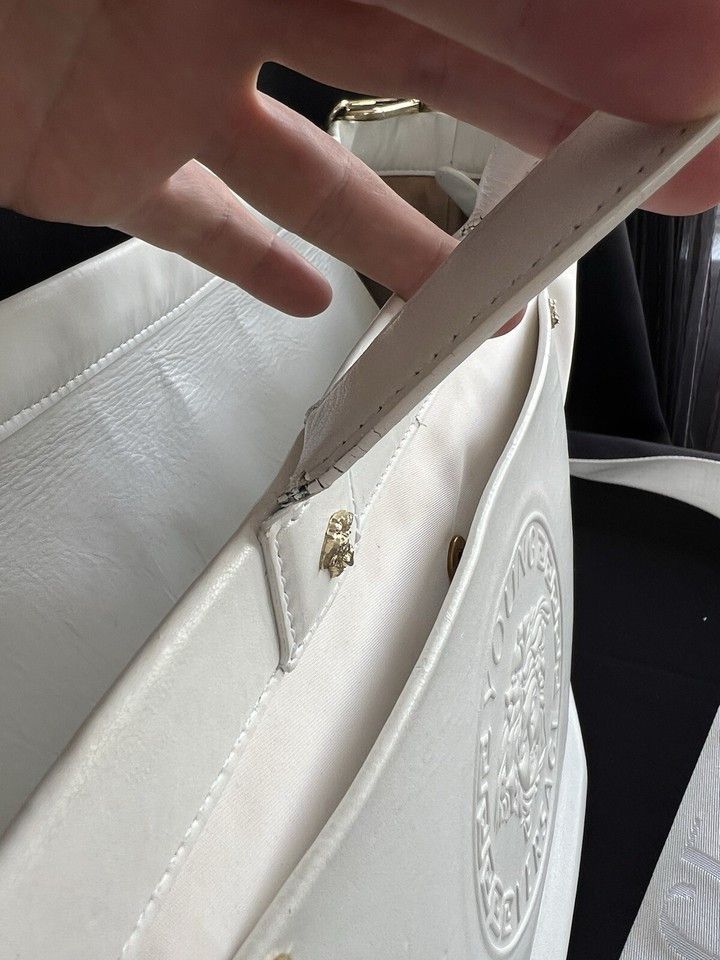 Versace Versace Young Large White Leather/Fabriic Bag Size ONE SIZE - 6 Thumbnail