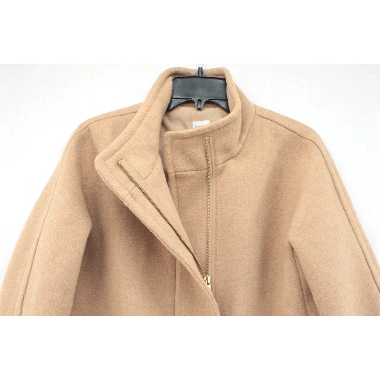 J.Crew J. Crew City Coat Women Sz 6 Beige Tan Full Zip Pockets Lining Wool Blend Preppy Coat Size M / US 6-8 / IT 42-44 - 2 Thumbnail