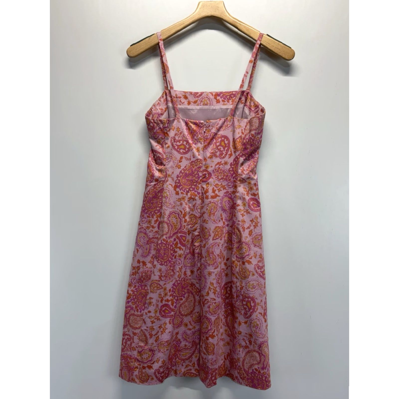 Ralph Lauren VINTAGE Lauren Ralph Lauren Dress Paisley Sheath Pink Orange Sz 4 Sleeveless Square Neck Cocktail/Casual Women Size S / US 4 / IT 40 - 3 Thumbnail