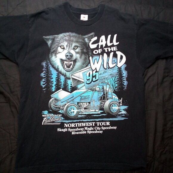 Fruit Of The Loom × Vintage Vintage Call of the Wild 95 World of Outlaws T-Shirt Size US XL / EU 56 / 4 - 2 Thumbnail