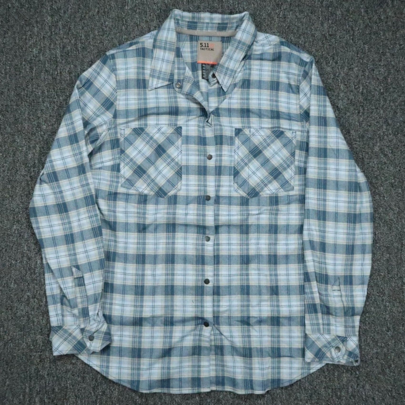 Vintage 5.11 Tactical Shirt Womens Large Blue Plaid Long Sleeve Snap Shirt Size L / US 10 / IT 46 - 2 Thumbnail