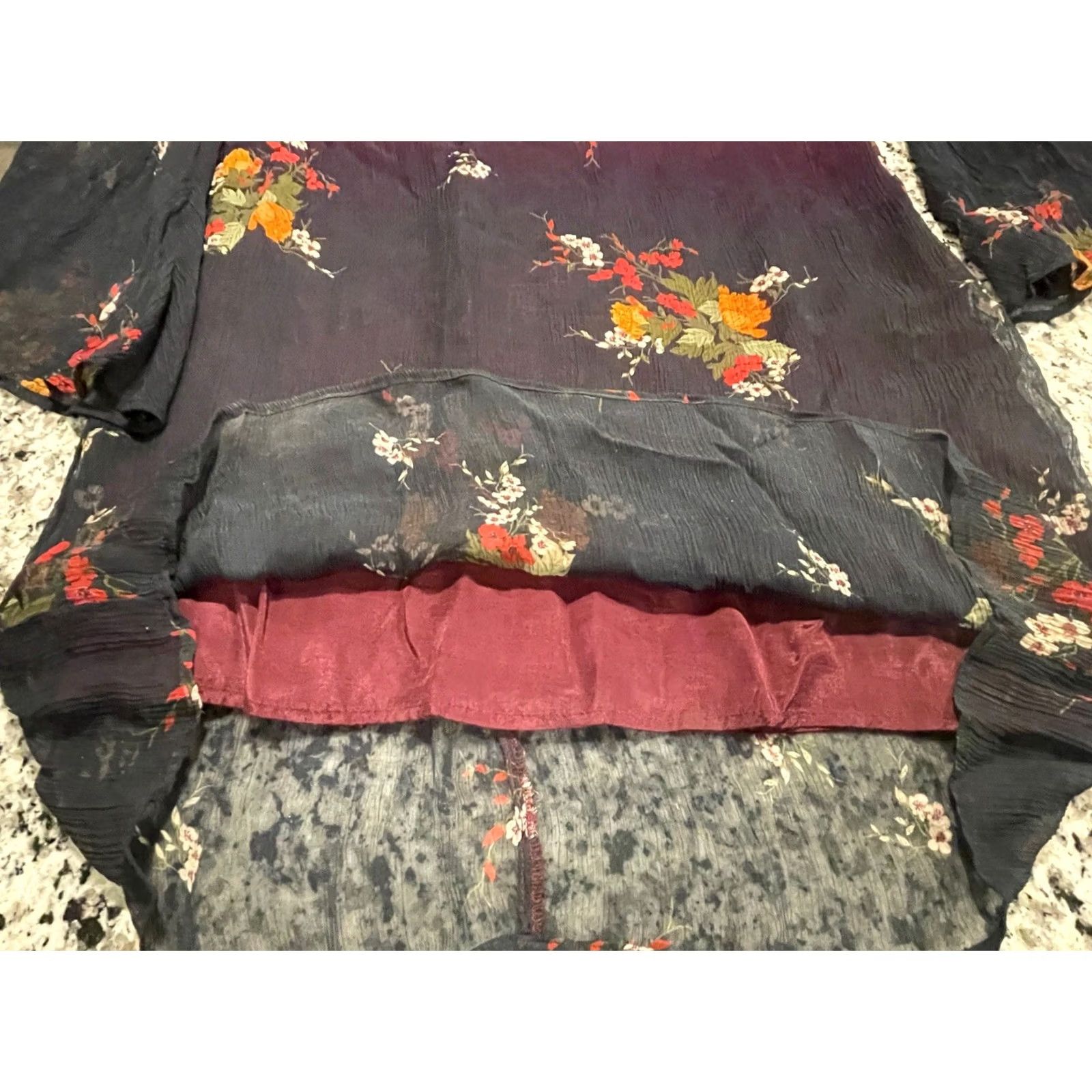 Vintage Sundance Dress Womens S size Ombre Floral Chiffon Bell Sleeve Vandenberg Size S / US 4 / IT 40 - 5 Thumbnail