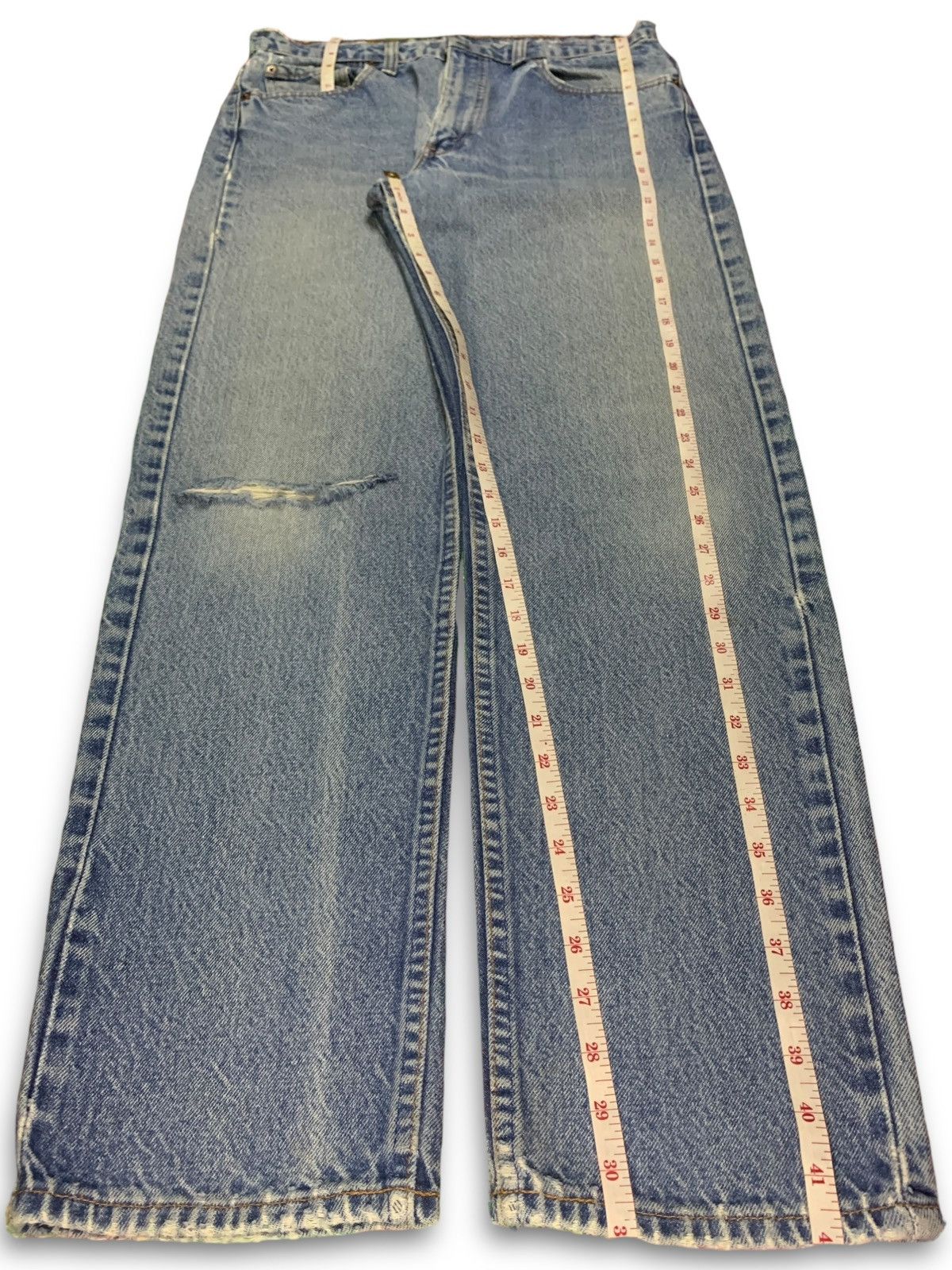 Levi's × Levi's Vintage Clothing Vintage 90s Levis 505 Blue Wash Distressed Ripped Jeans Size US 33 - 11 Thumbnail