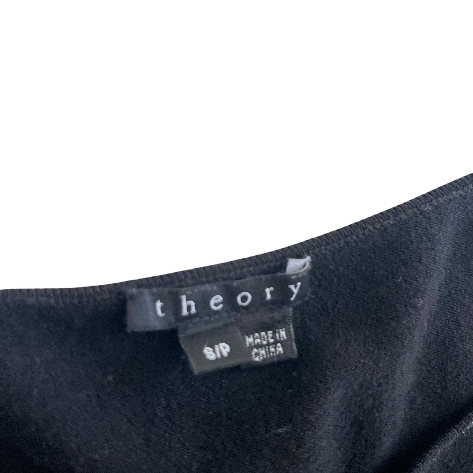 Theory Theory Solid Black Merino Wool Short Sleeve Tie Waist Top Size S / US 4 / IT 40 - 3 Thumbnail