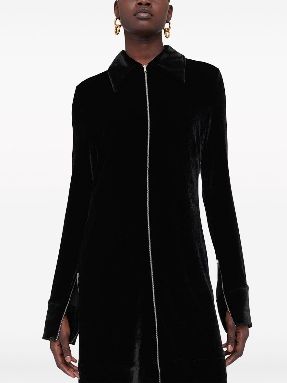 Jil Sander o1w1db10825 Shirt Dress in Black Size S / US 4 / IT 40 - 3 Thumbnail