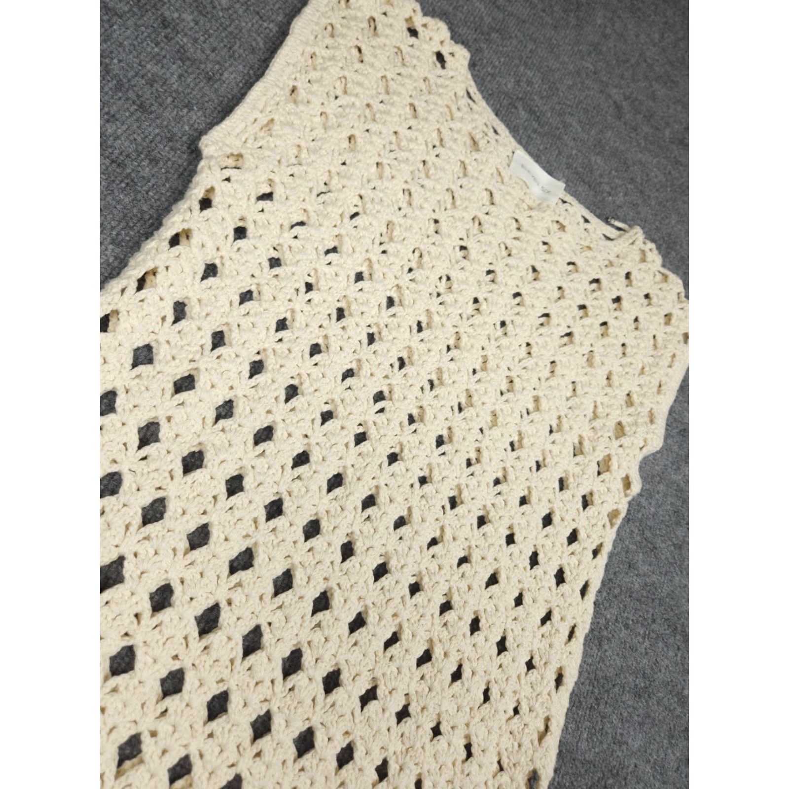 Vintage Eleven Six Shaya Crochet Dress Womens XS/S Ivory Cotton Knit Tassels Dress Long Sleeveless Round Neck Pullover Casual Party/Cocktail Size XS / US 0-2 / IT 36-38 - 2 Thumbnail