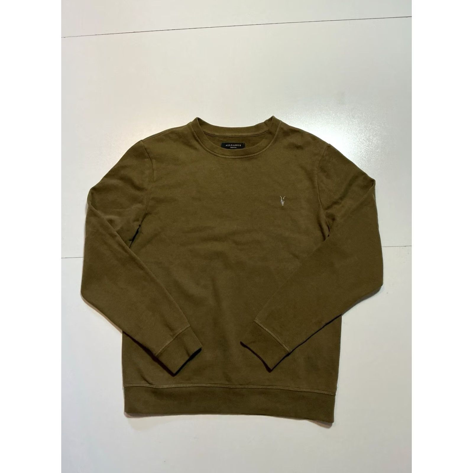 Allsaints AllSaints Ram Skull Olive Green Aven Crewneck Sweatshirt Jogger 2PC Set M/S Sweatpants Crew Neck Mens Sweatsuit Size 40R - 2 Thumbnail