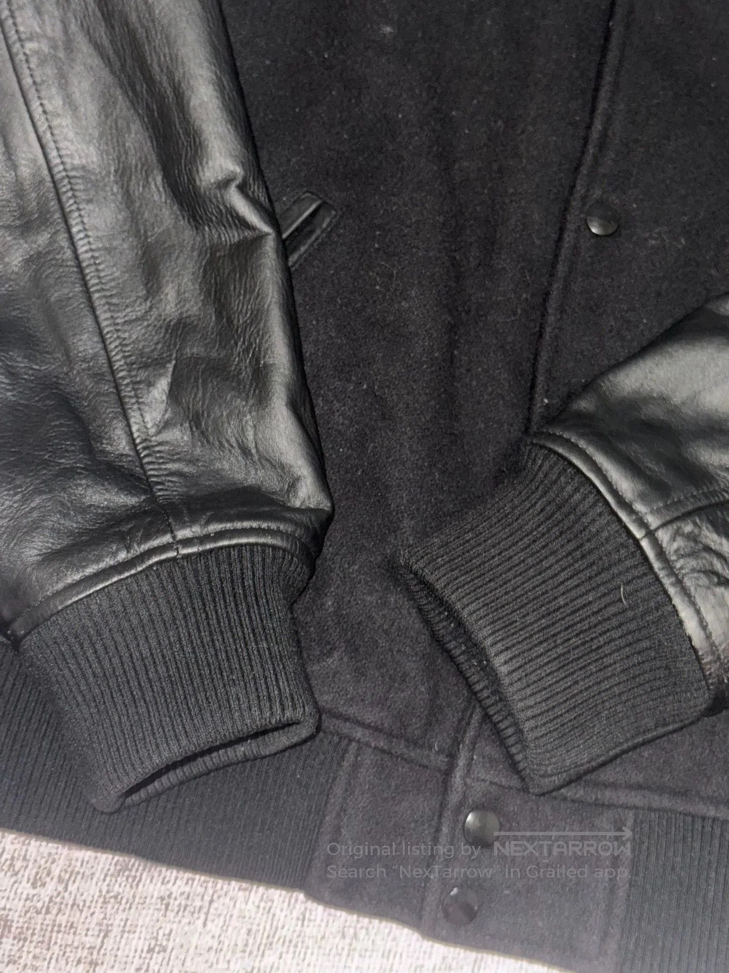 Supreme Black Varsity Jacket w/ Leather Sleeves . Size US XL / EU 56 / 4 - 3 Thumbnail
