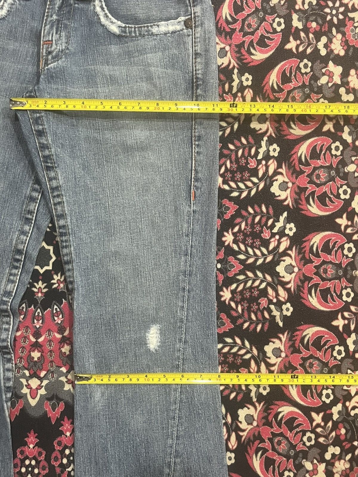 True Religion True Religion Joey Brown Leather Flap Pocket Flare Blue Jean Size US 28 / EU 44 - 15 Thumbnail