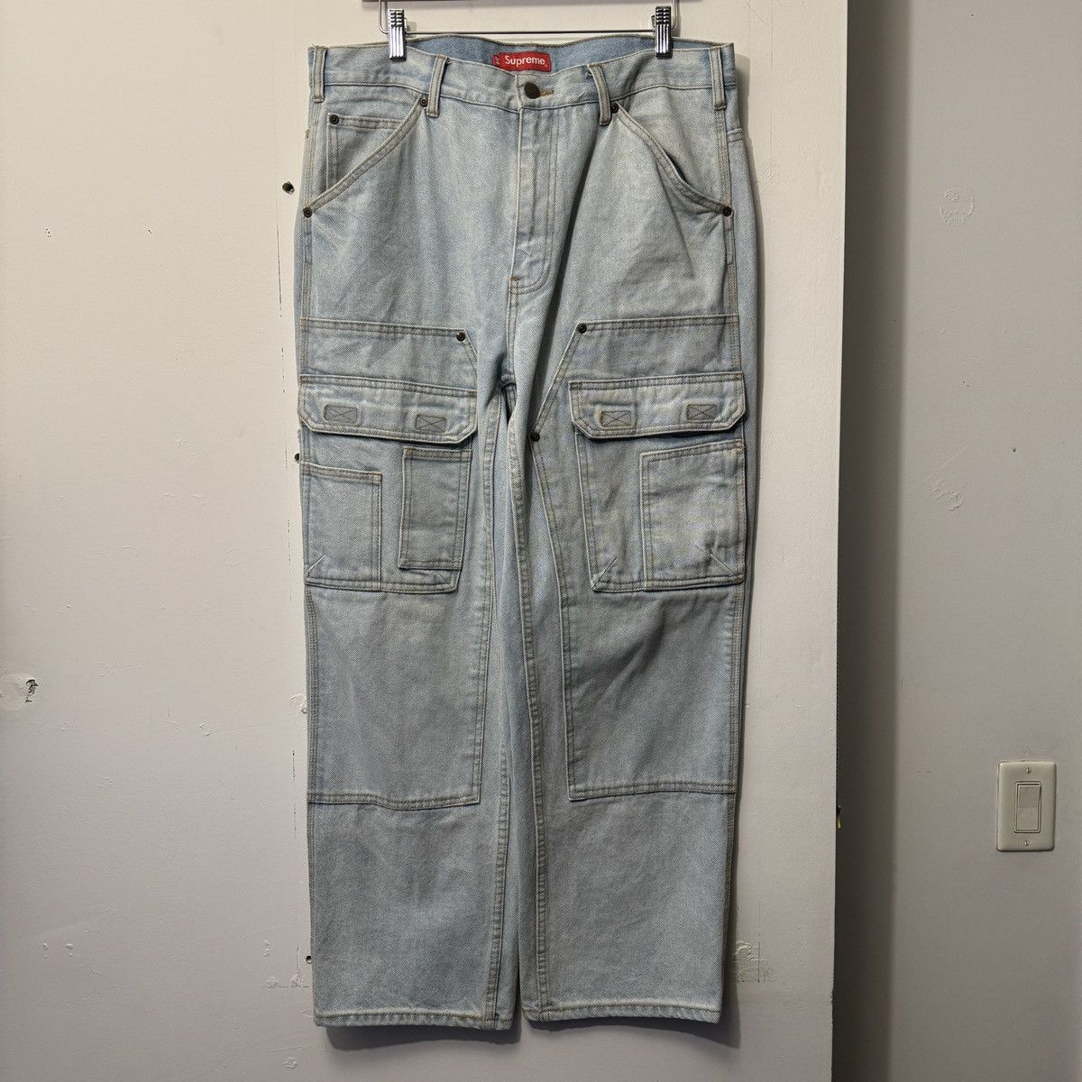 image of Supreme Ss22 Double Knee Denim Utility Light Wash Jeans in Blue, Men's (Size 36)