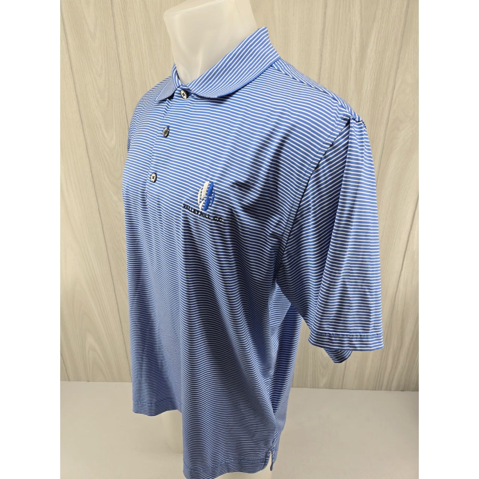 Footjoy FootJoy Polo Shirt Mens L Blue White Striped Short Sleeve Valley Hill C.C Size US L / EU 52-54 / 3 - 4 Thumbnail