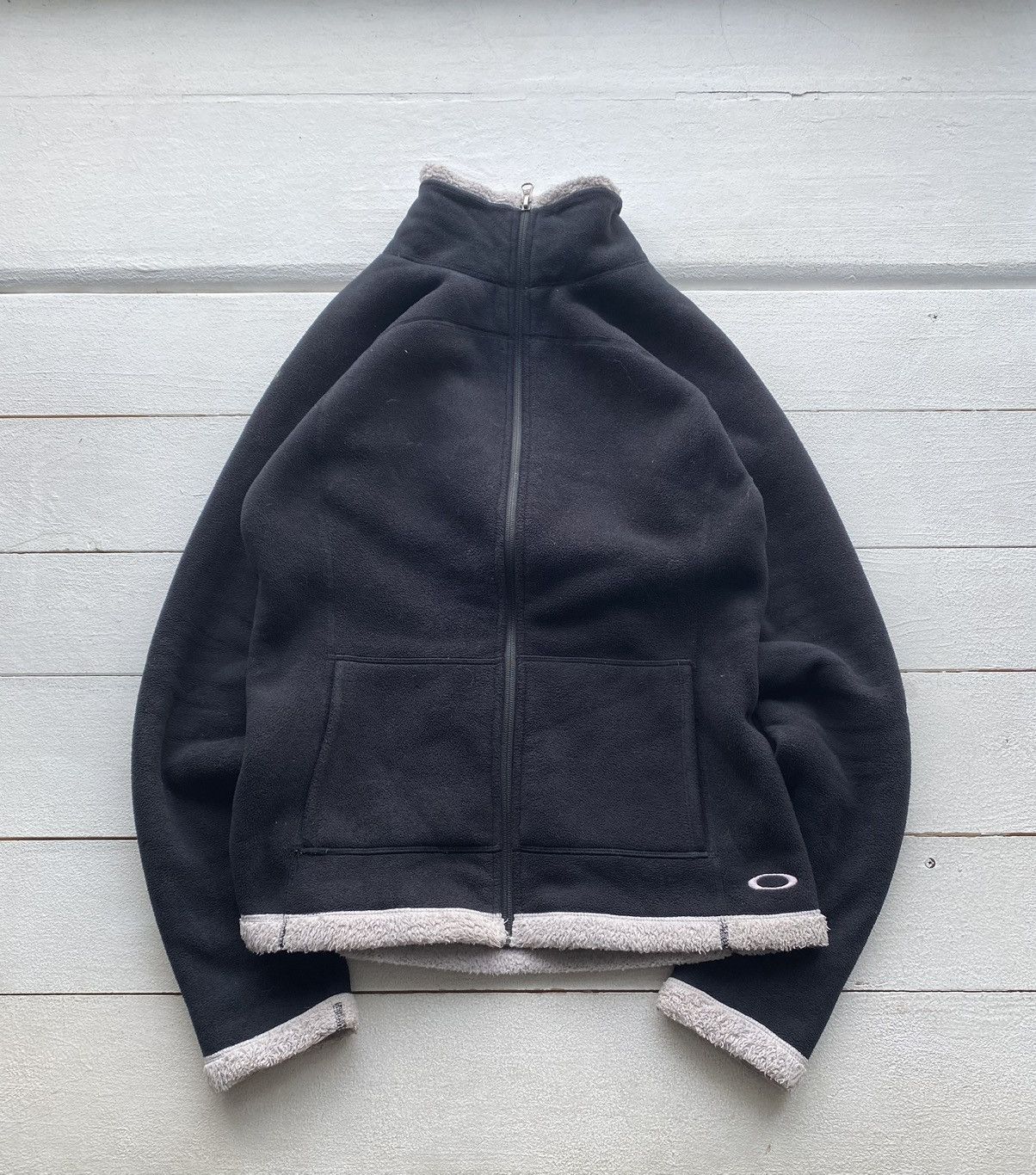Oakley × Vintage 🔥90s Oakley Fleece Zip Sweatshirt Black Womens Medium Logo Size M / US 6-8 / IT 42-44 - 1 Thumbnail