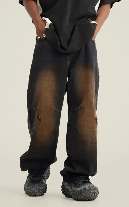 Japanese Brand × Jean Vintage washed grunge wide leg jeans Size US 32 / EU 48 - 4 Thumbnail