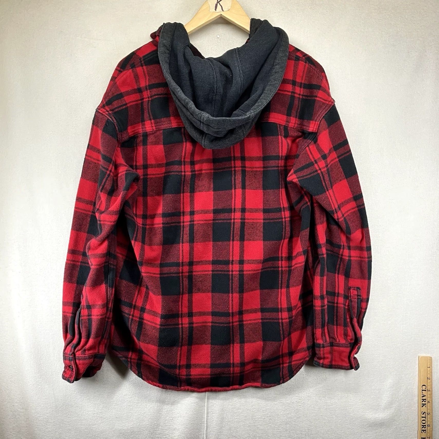 American Eagle Outfitters VINTAGE Mens American Eagle Buffalo Plaid Thick Knit Shirt Removable Hood Medium Shacket Size US M / EU 48-50 / 2 - 2 Thumbnail