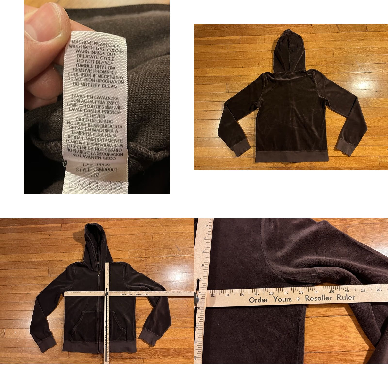 Juicy Couture VINTAGE Juicy Couture Velour Hoodie Women’s XL Brown Full Zip Hooded Pockets 90s Designer Logo Womens Size XL / US 12-14 / IT 48-50 - 8 Thumbnail