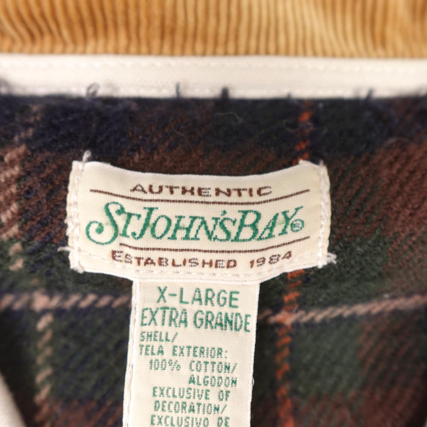 Vintage VINTAGE St Johns Bay Jacket Mens XL Beige Canvas Corduroy Collar Plaid Lined Size US XL / EU 56 / 4 - 2 Thumbnail