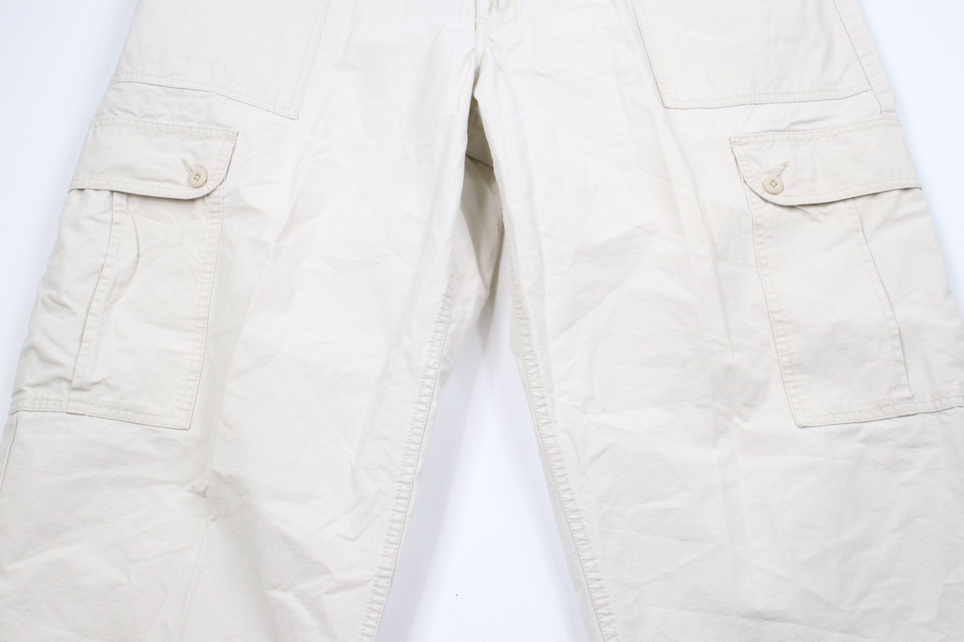 Levi's × Vintage Vintage 90s Levis Silvertab Wide Leg Cargo Pants Beige Size 40 - 3 Thumbnail